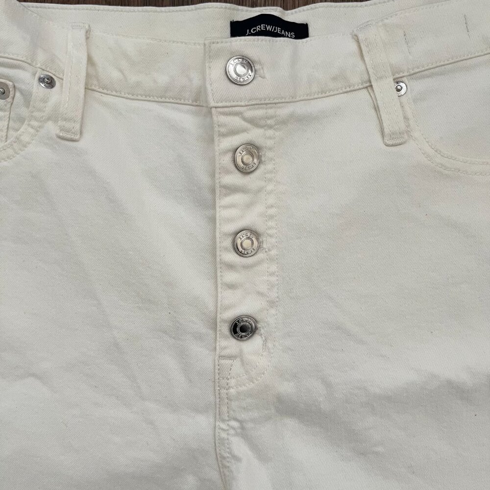 J.Crew Ivory High Rise Button Fly Denim Shorts 33 - Picture 2 of 11